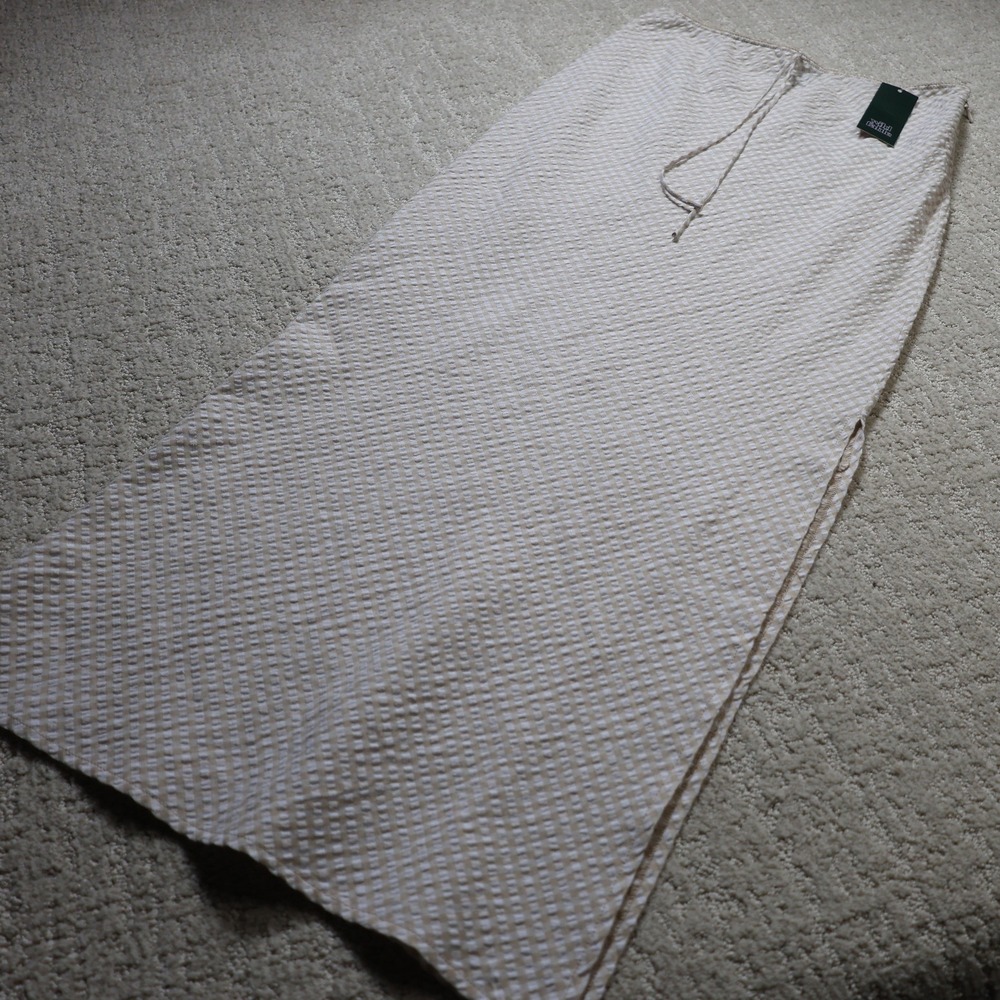 Wild Fable Women Taupe Gingham Seersucker Maxi Skirt XS Side Slit VV-015